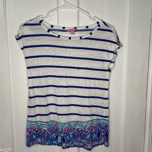 Lilly Pulitzer Aimee Palm Beach Slub Linen Blouse